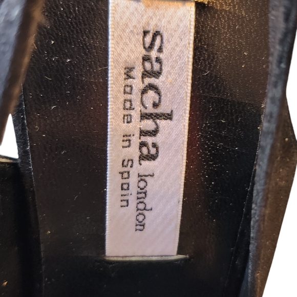 NWTB Sacha London Blanca Black Leather Suede Pointy Toe Slingback Heels Size 8B - Picture 3 of 15